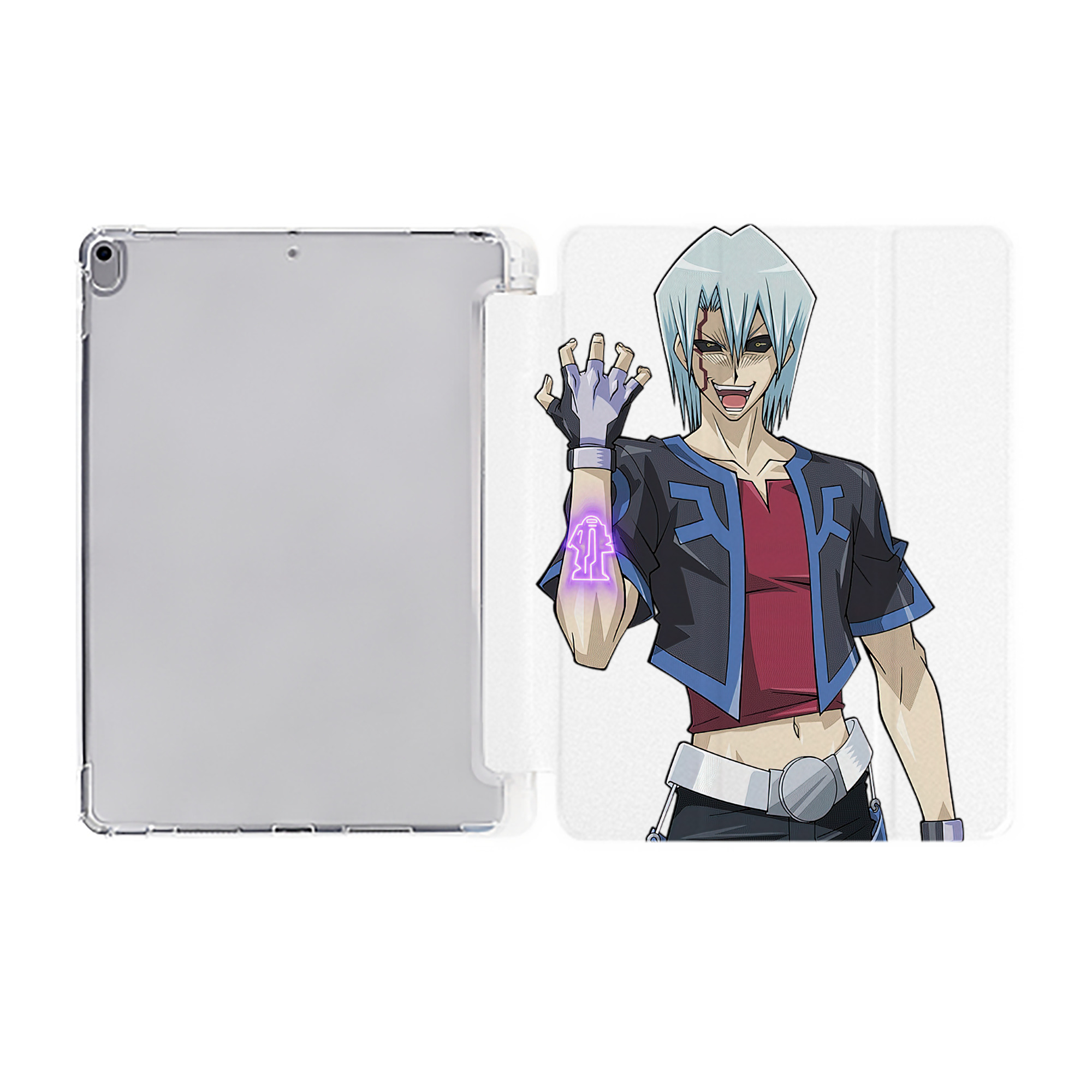 （画像用） 遊☆戯☆王 Yu-Gi-Oh! IPad ケース ペン収納付き 三つ折りスタンド PUレザー×シリコン 対応機種9.5/10.5/10.9インチ